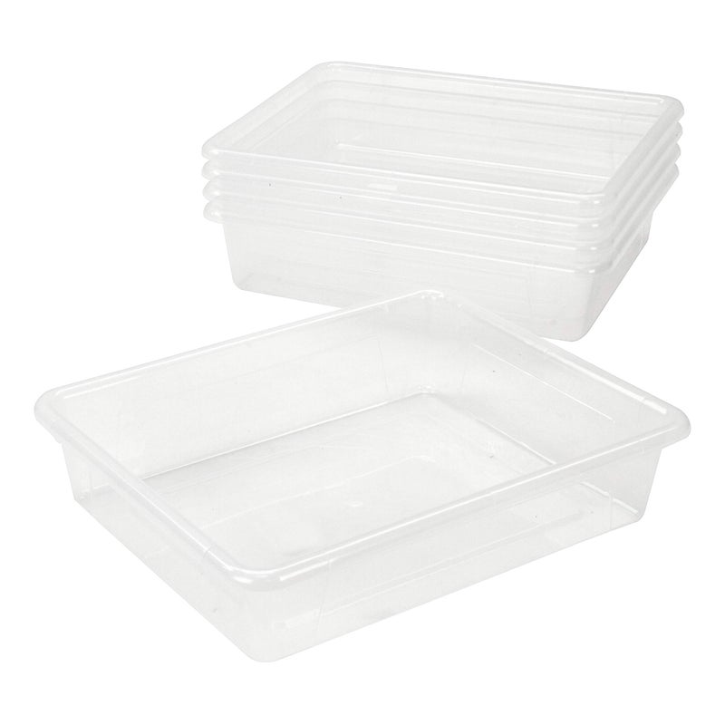 Storex Letter Size Flat Storage Tray - Organizer Bin for Classroom, Office and Home, Clear, 5-Pack (62531A05C), 10 x 13 x 3 Inches - Image 3